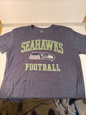 Seattle Seahawks Football Tee - Heather Navy with Lime Green Print